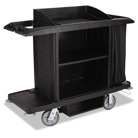 RUBBERMAID COMMERCIAL Housekeeping Cart, 22w x 60d x 50h, Black FG618900BLA